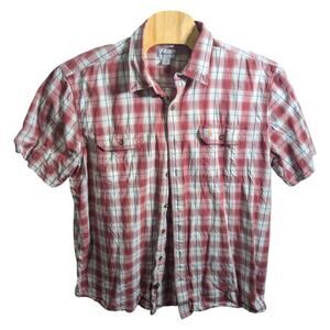 Carhartt Flannel Short Sleeve Mens 2XL Tall - Red Plaid Loose Fit - Preowned